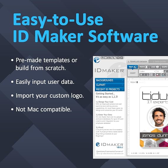 ID Maker Arc طابعة بطاقة هوية أحادية الجانب ومجموعة أدوات العرض لطباعة الشارة - ID Maker Software Basic Edition