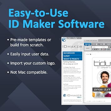ID Maker Arc طابعة بطاقة هوية أحادية الجانب ومجموعة أدوات العرض لطباعة الشارة - ID Maker Software Basic Edition