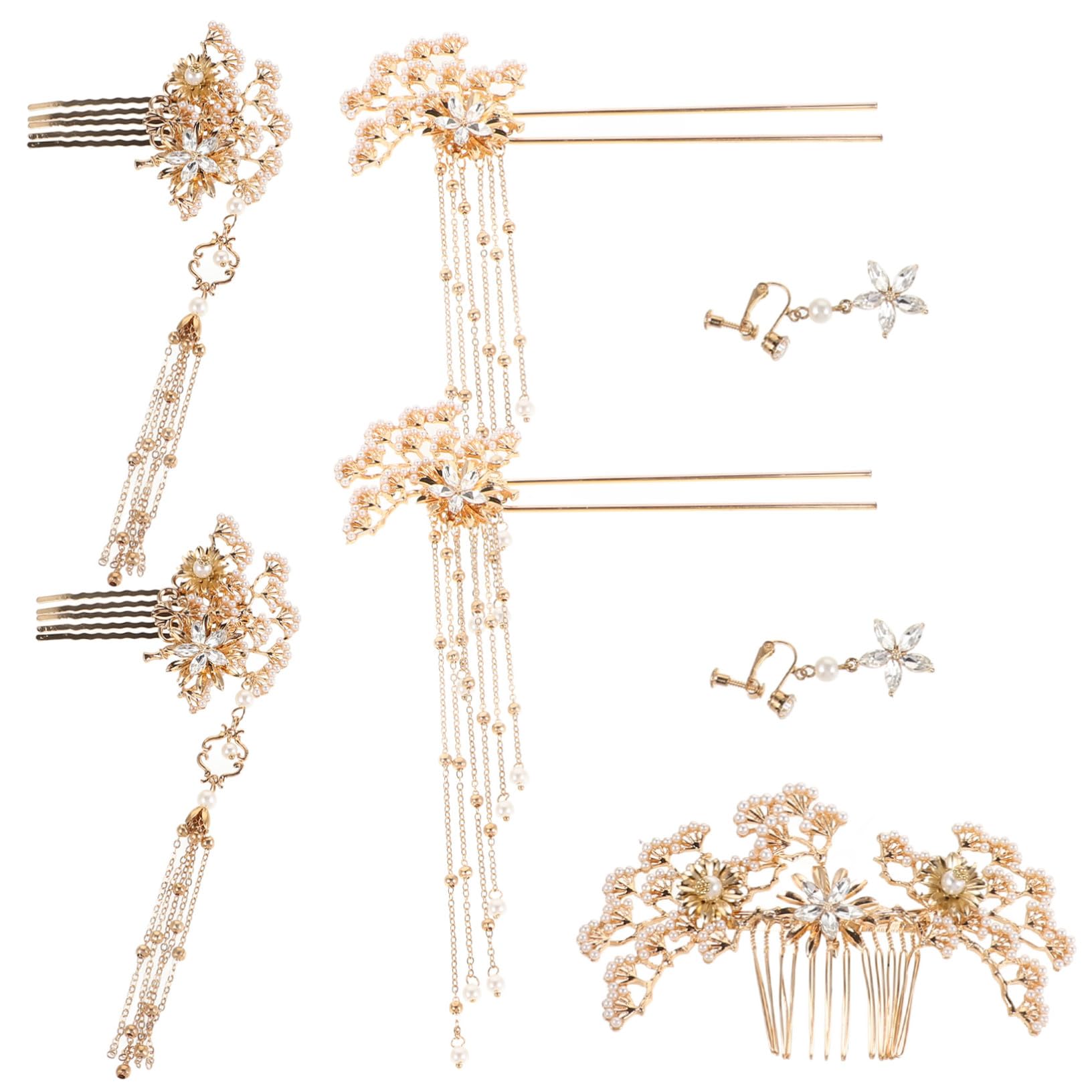 VICASKY 5 Stück Chinesische Perlen Haarstäbchen Traditioneller Brautschmuck mit Edlen Perlen Fein Verarbeitet Langlebig und Einfach zu Tragen Perfekter Haarschmuck für Traditionelle