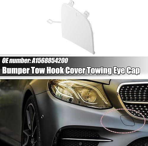 Miniatura 2 de ACROPIX Tapa de gancho de remolque para parachoques delantero para Mercedes-Benz GLA 45, paquete de 1, color blanco