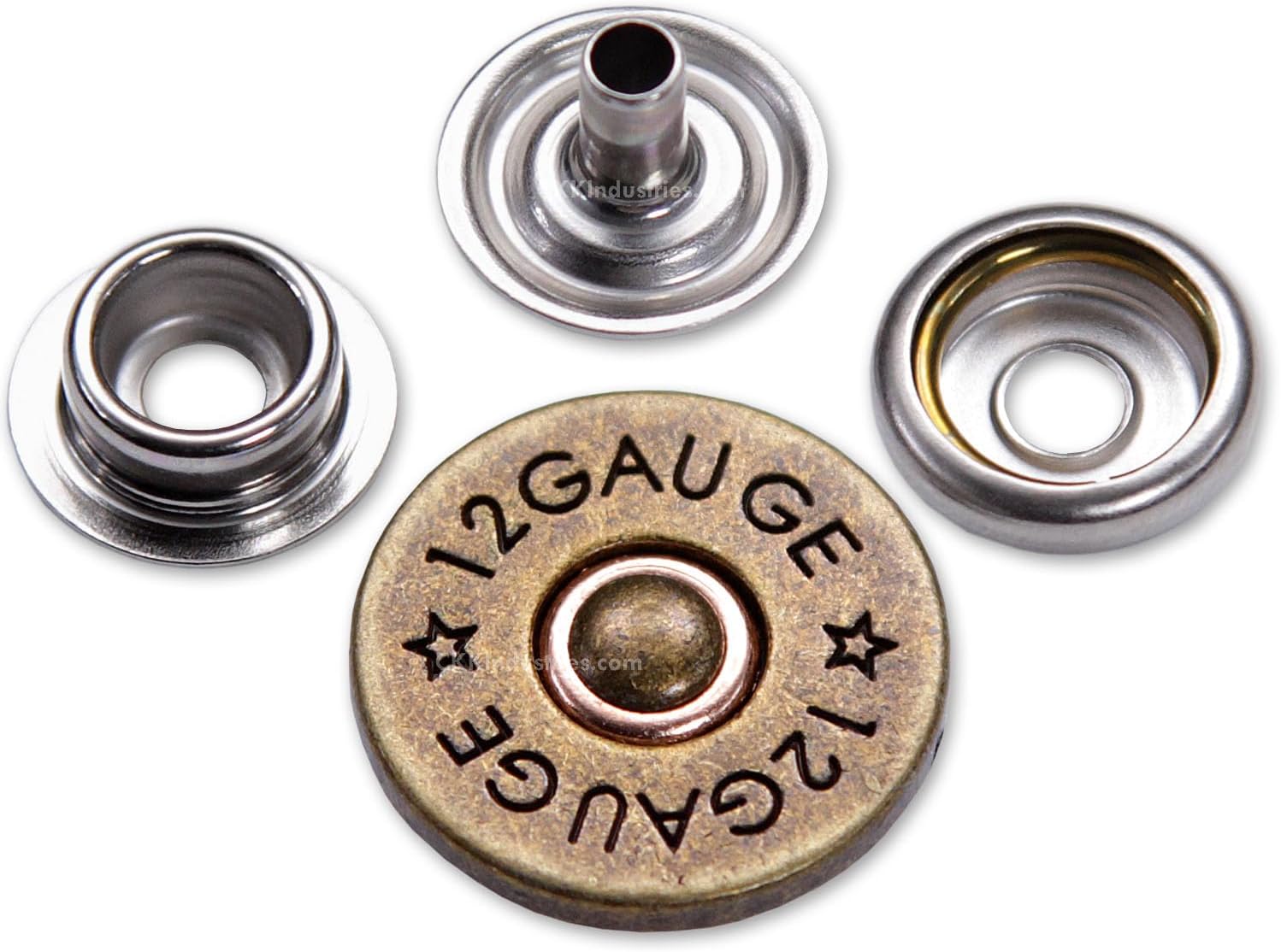 Metal Snap Sets - (Line 24) - (Shotgun Shell) - (1 Set) - for Leather, Holsters, Sheaths, Pouches, and Clothing