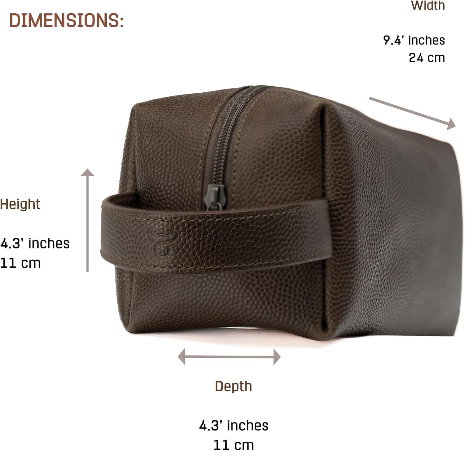Leather Toiletry Bag for Men – Water Resistant Travel Dopp Kit - Premium Full Grain Leather Cosmetic Case- Perfect Gifts for Him - Mens Toiletry Bag (Chocolate)