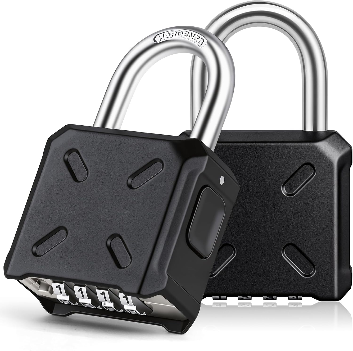HUANLANG Padlock Combination Outdoor,2 Pack Heavy Duty Combination Locks | 4-Digit Combo Lock,Anti-Pick 8mm Shackle,Zinc-Alloy Heavy Duty, Weatherproof,Resettable,for Gym,Toolbox,Sheds,School Locker