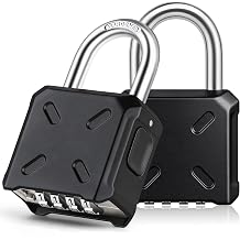 HUANLANG 2 Pack Combination Padlock Heavy Duty, Outdoor Padlock [One-Touch Unlocking] 4-Digit Combo Lock Waterproof Resettable Security Gate Locks for Gym, Fence, Toolbox, Sheds, School Locker