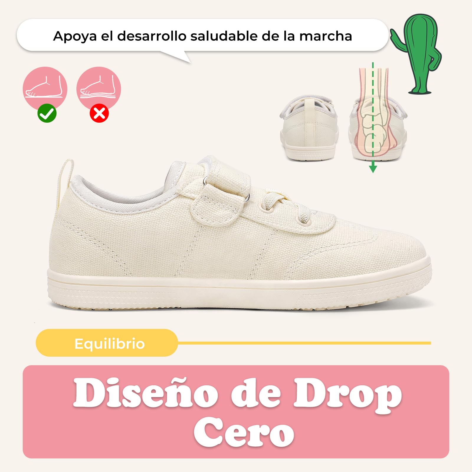 SAGUARO Zapatillas Barefoot Niña Deportivas Respetuosas con Puntera Ancha y Suela Zero Drop,Gr.25-35