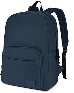 VASCHY School Backpacks, Lightweight Bookbag Schoolbag for Boys Girls Casual Basic Simple Daypack for Men Women Navy