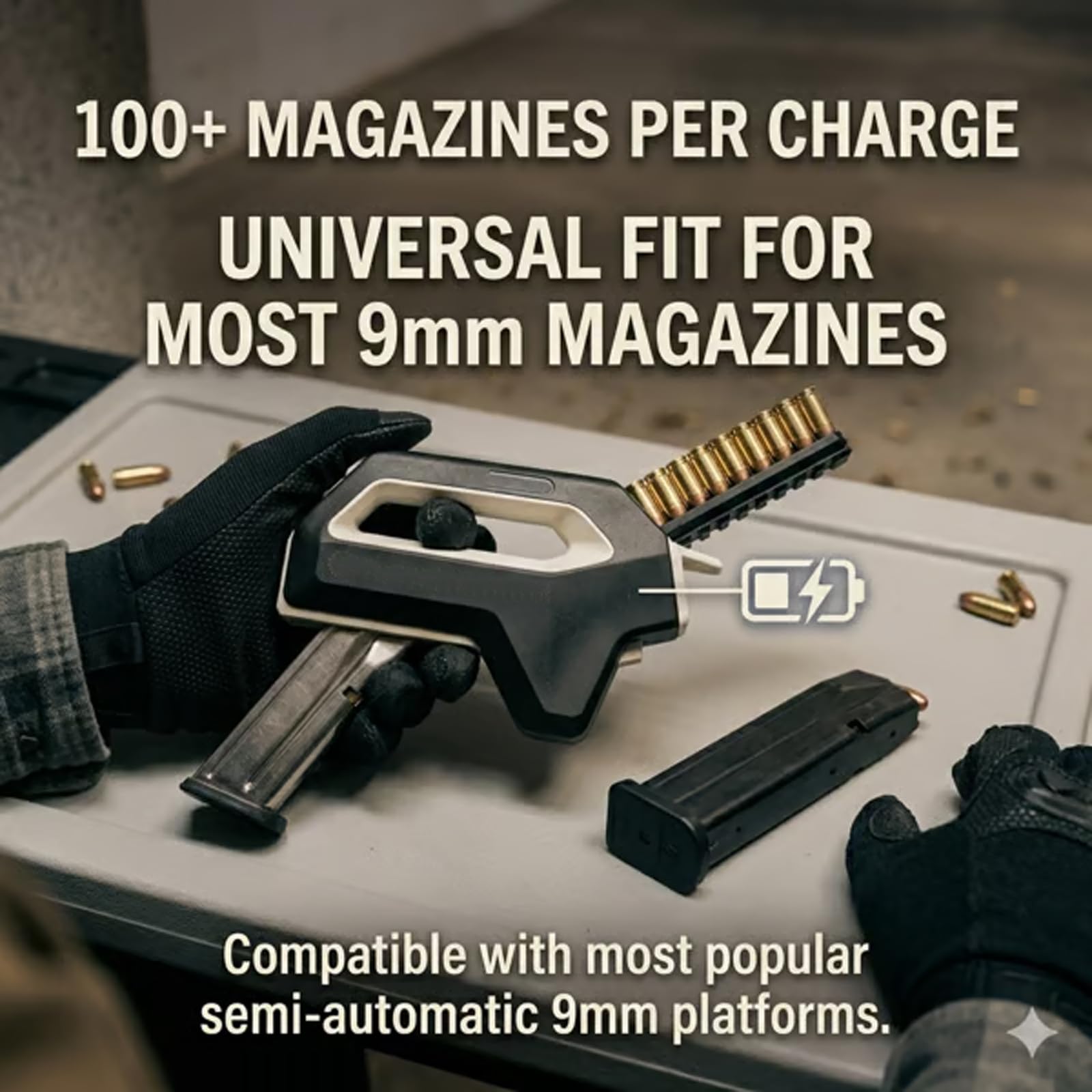 Automatic Handheld 9mm Magazine Loader, Magazine Speed Loader, Guns that Use 9mm Bullets 100 Magazines on a Single Charge — view 7