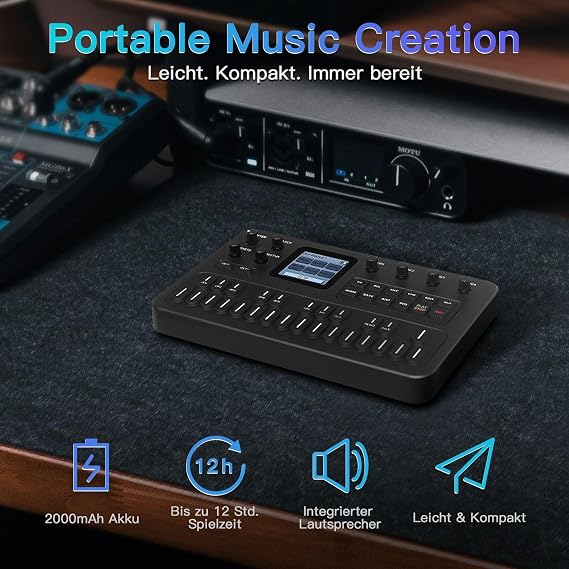 M-VAVE Portable FM Synthesizer with 6 Operators 32 Algorithms 128 Preset Tones 27 Keys Silicone Keyboard 3 Channel MIDI Built-in Speaker for Music Creation