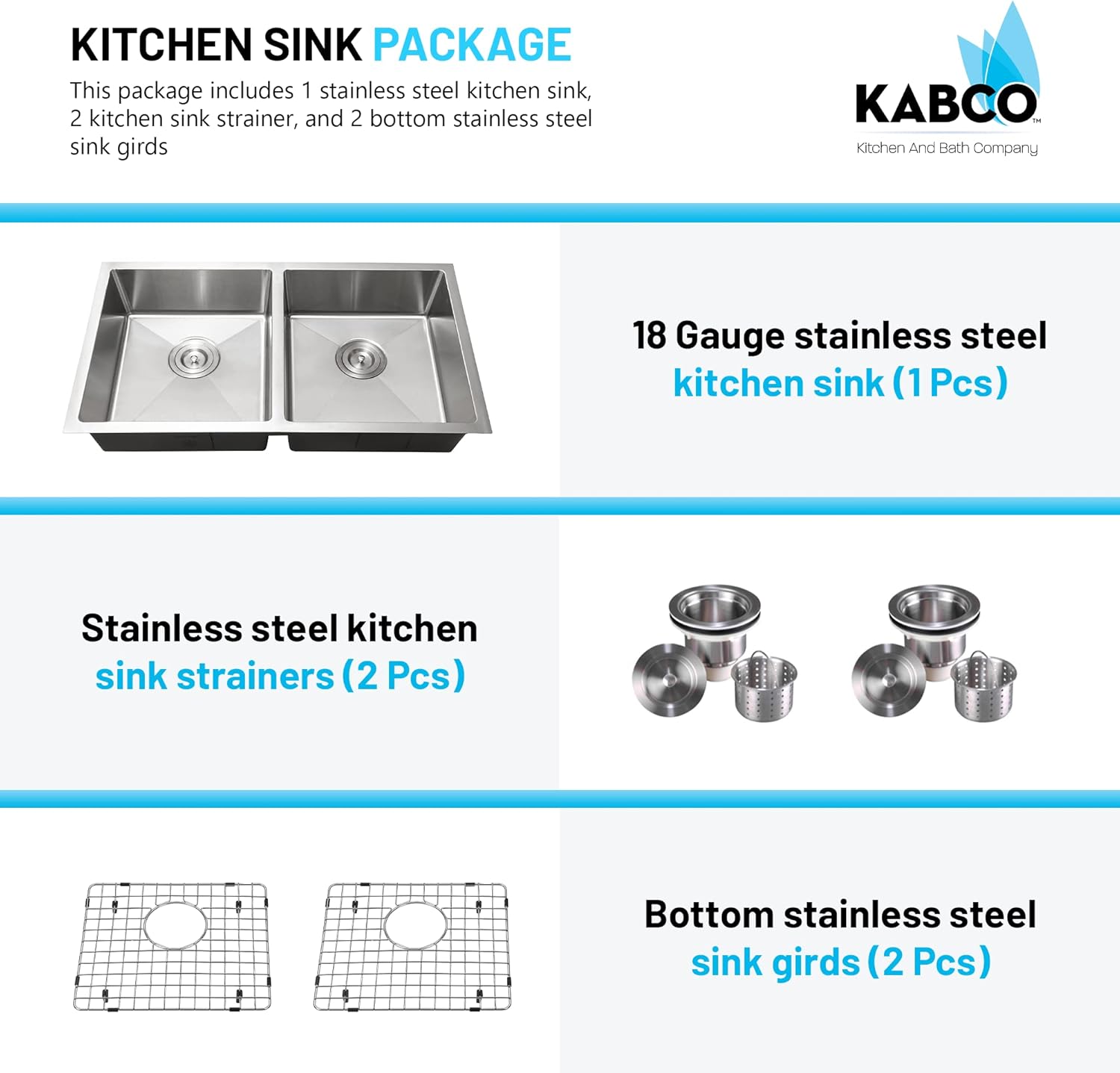KABCO 31 Inch Double Bowl ADA Compliant Stainless Steel Kitchen Sink, 3X Laser Cut Brushed Satin Finish Sound and Heatproof, Rust Resistant Undermount Wet Bar Sink with Sink Strainer and Sink Grid