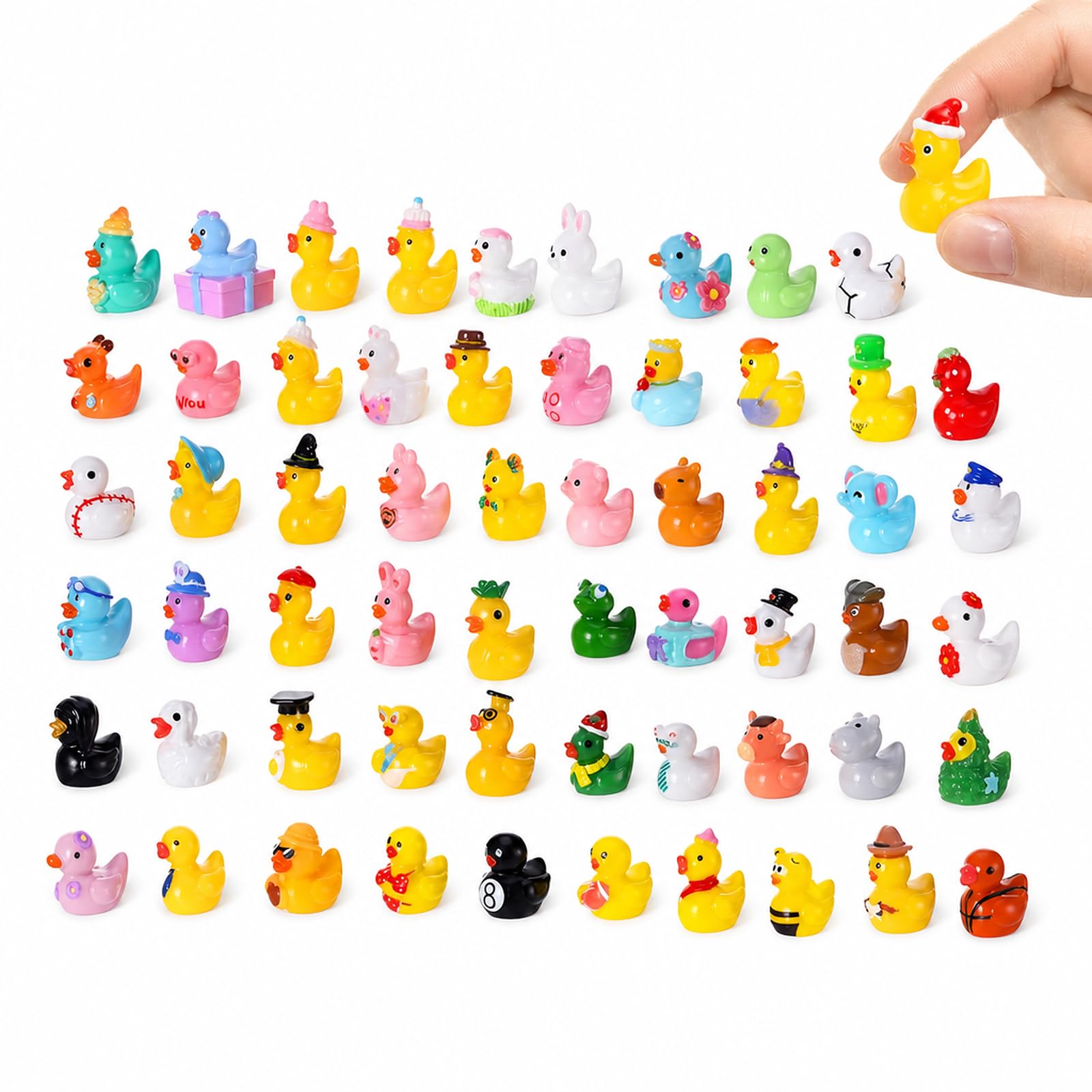Buuraqq 70Pcs Glow In The Dark Mini Ducks, Resin Duck Figurines