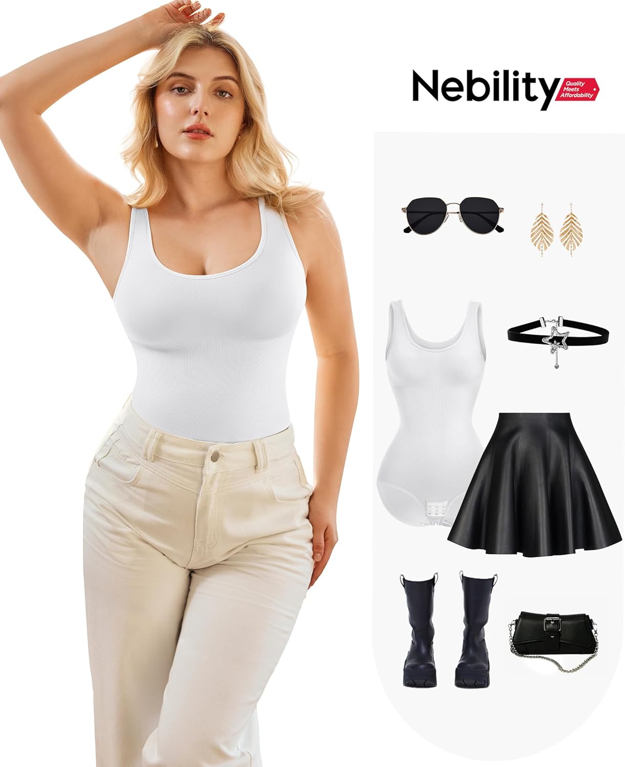 Nebility Bodysuit Shapewear for Women Tummy Control Body Shaper Faja Waist Trainer Seamless Body Suit Going Out Tops - Image 7