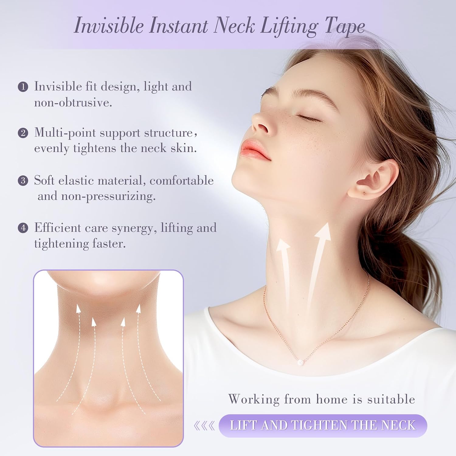 Neck Lift Tape Invisible, Face Tape Lifting 20Pcs Neck Tightening & Lifting Tape for Sagging Skin, Double Chin & Wrinkles, Breathable Reusable & Waterproof Neck Lift Strips for Women