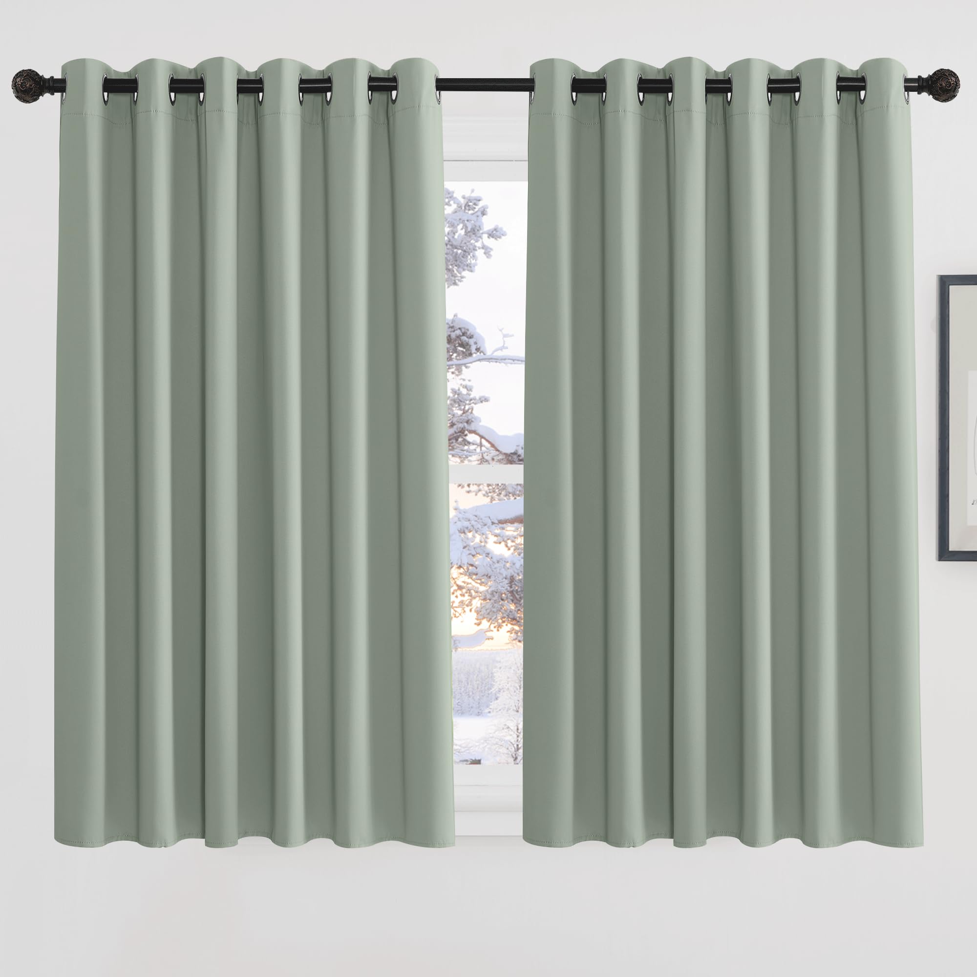 PONY DANCE Sage Green Blackout Extra Wide Curtains with Eyelet