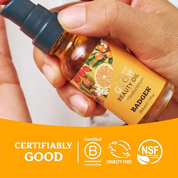 Badger Seabuckthorn Face Oil, Organic Face Moisturizer for Women & Men, Nourishing & Soothing Organic Jojoba, Baobab & Vitamin E Oil, Vegan Antioxidant Rich Facial Oil, 1 fl oz Glass Bottle 8