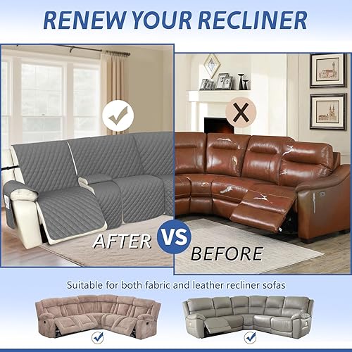 Miniatura 6 de Arfntevss Recliner Sectional Couch Covers 1OO% Waterproof L Shape Sofa Cover for Reclining L Shaped Sectional Slipcover Dog Washable Corner Non Slip