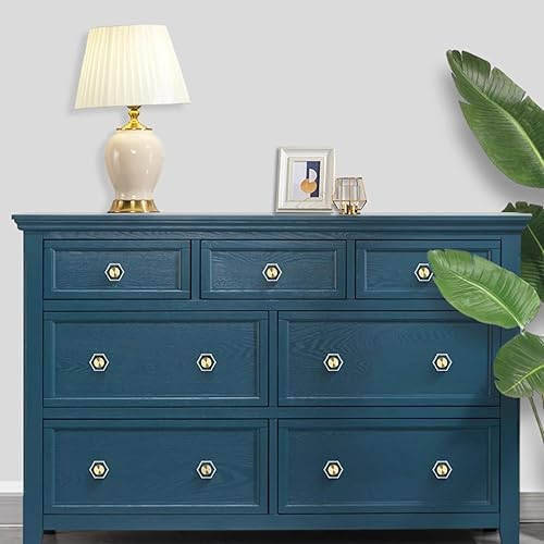 Miniatura 5 de QOGRISUN Paquete de 20 pomos de gabinete de cristal de latón, pomos de cajón dorados de cristal de cristal, hexagonal de 1-516 pulgadas, tiradores