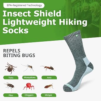 Insect Shield Lightweight Hiking Socks With Permethrin Bug Repellant - Protective Clothing for Men & Women