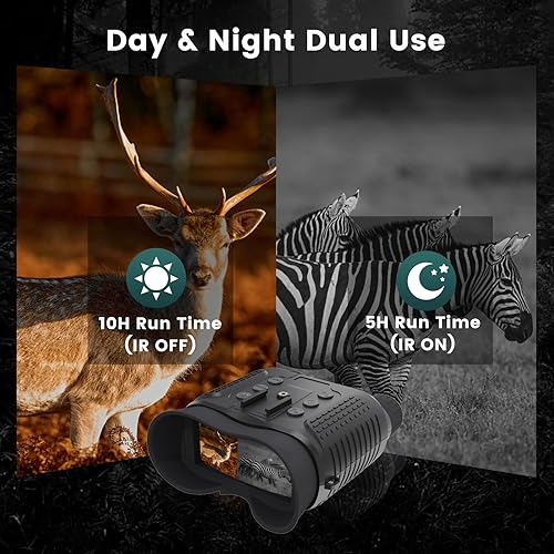 Miniatura 5 de Gafas de visión nocturna montadas en la cabeza, prismáticos digitales recargables de visión nocturna infrarroja de 1312 pies y 2.7 pulgadas