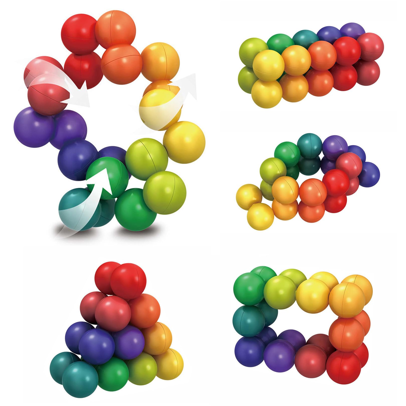 Sensory Toys for Autism Kids, Toddlers, Rainbow Puzzle Balls to Relieve Stress, Anxiety, Quiet Fidget Toys