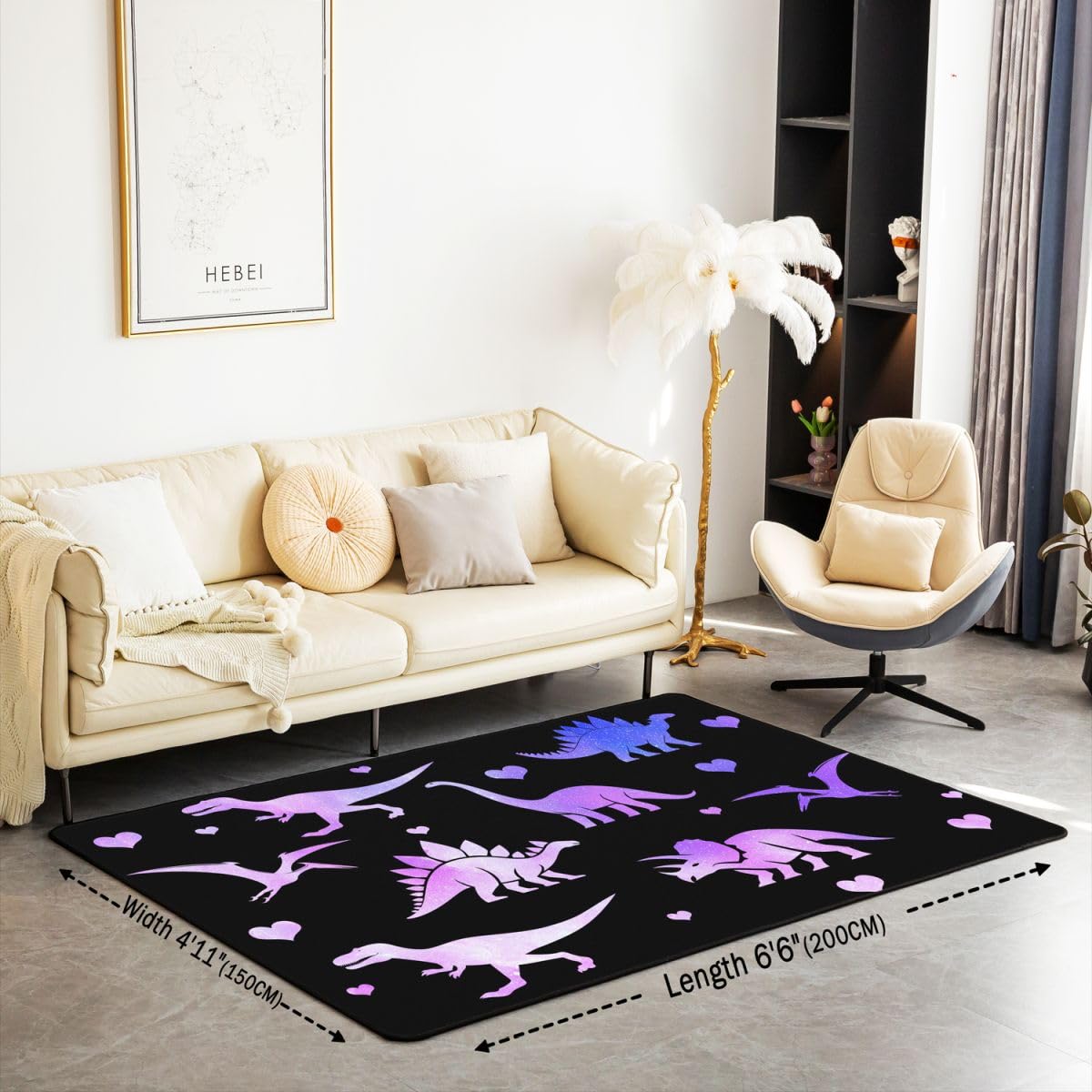 Homewish Lila Dinosaurier 100x150 Teppiche Wohnzimmer