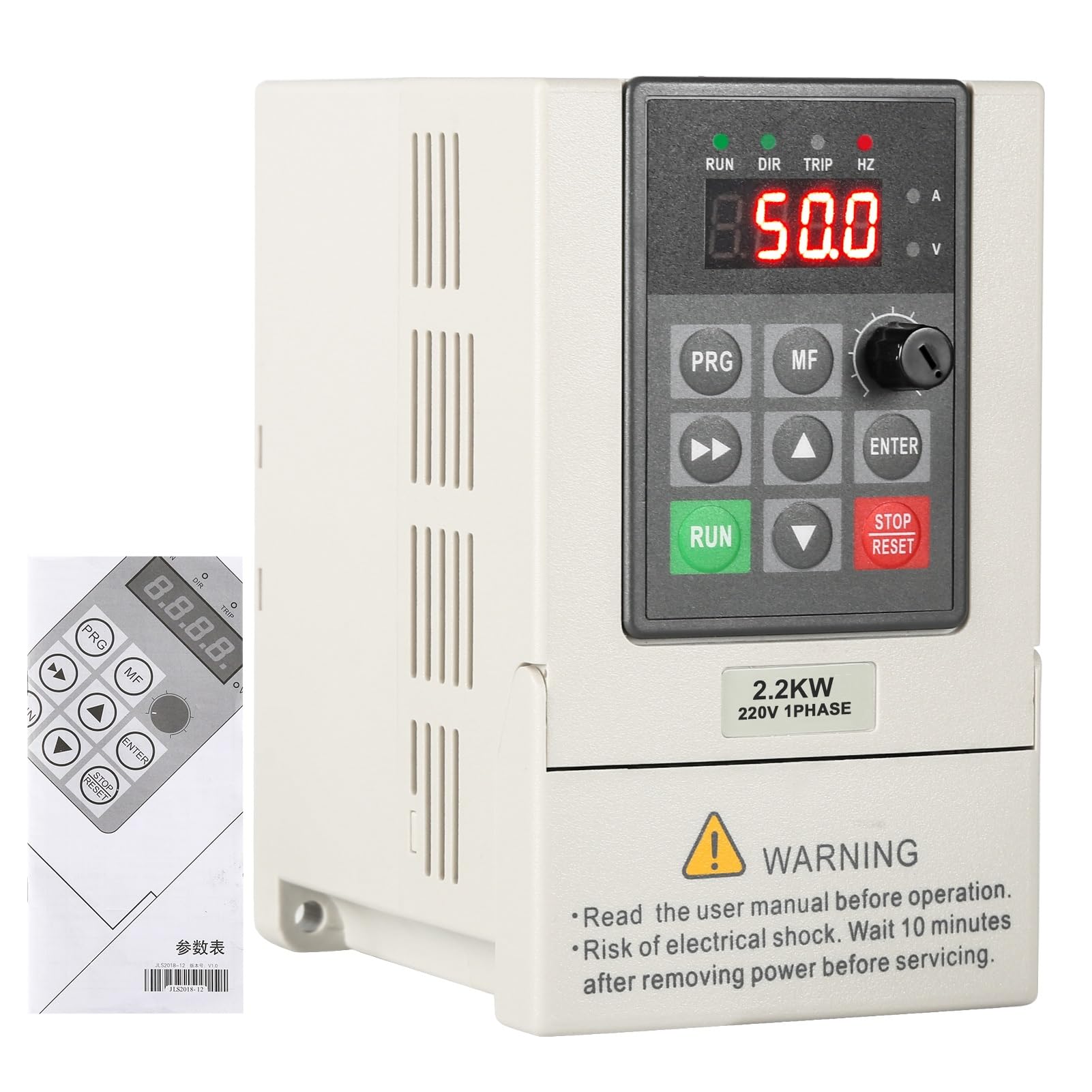 DEWIN VFD Azionamento a Frequenza Variabile,2.2kW 220V VFD Inverter per Motori, Ingresso monofase 220V Uscita trifase 380V Inverter di frequenza CNC con Cavo di Prolunga da 2m (2.2kW)