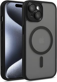 MANGAL Magnetische Schutzhülle für iPhone 15 – Stoßfestes Smartphone Case mit Kameraglas-Schutz, MagSafe-Kompatibilität & kabellosem Laden (Schwarz, Matt)