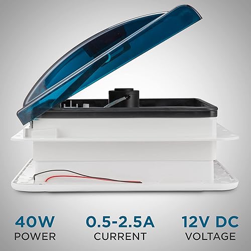 Miniatura 7 de Hike Crew Ventilador de ventilación de techo RV de 14 pulgadas  Ventilador de entrada y escape de 12 V de 3 velocidades de 12 V  Apertura y cierre