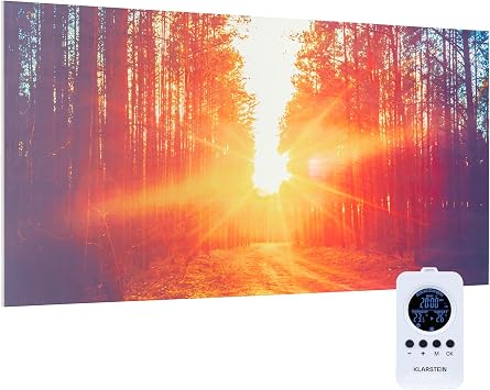 Klarstein Infrared Heater, 720W Infrared Panel Heater, Bathroom Electric w/Thermostat, Remote, Timer, Electric Wall Mounted, CO2-Free Wall Mounted for Home Low Energy