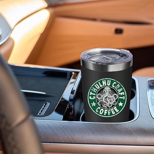 Miniatura 7 de Cthulhu Craft - Taza de pulpo, vaso de café helado de acero inoxidable aislado de 20 onzas con tapa, popote y cepillo para pajilla, divertida taza