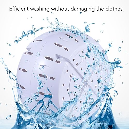 Miniatura 3 de Denash Lavadora de ropa manual, lavadora rotativa portátil no eléctrica, lavadora giratoria de manivela compacta para dormitorio pequeño apartamento