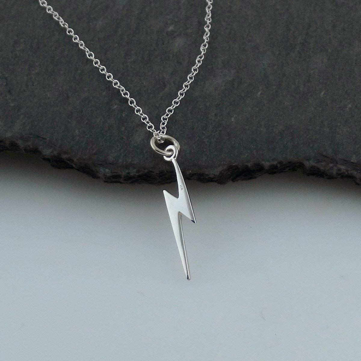 Sterling Silver Lightning Bolt Necklace Dainty Charm Jewelry Handmade Gift 18 Inch Chain - Image 3