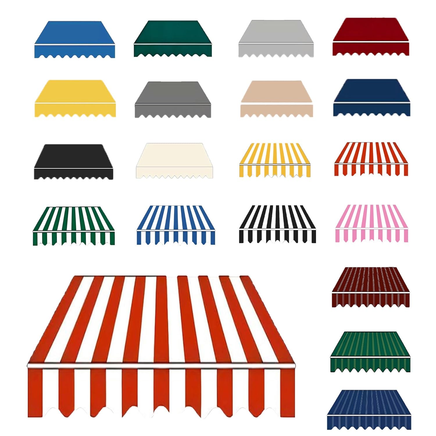 Awning Waterproof Fabric Replacement, 2 3.5 3.8 5 6 m Polyester Canopy Cover for Deck Backyard Garden Balcony, Many Sizes Sun Shade Canvas Cloth with UV Protection(Red White,B4.5mxH3.5m)