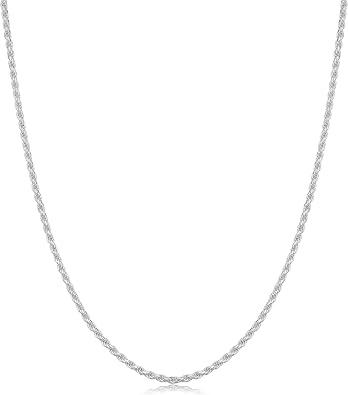 925 Sterling Silver Diamond Cut Rope Chain Necklace, 1.5MM - 3.5MM Braided Rope Chain Neclace, Sterling Silver Necklace,silver chain made in italy