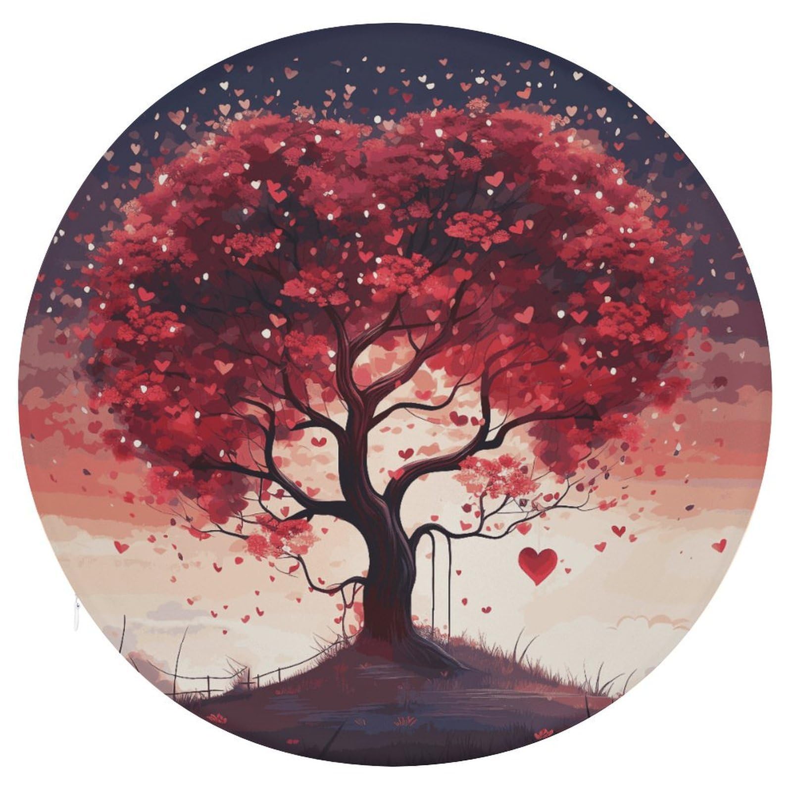 Cojín redondo de espuma viscoelástica con diseño de árbol de amor para silla y sofá de oficina