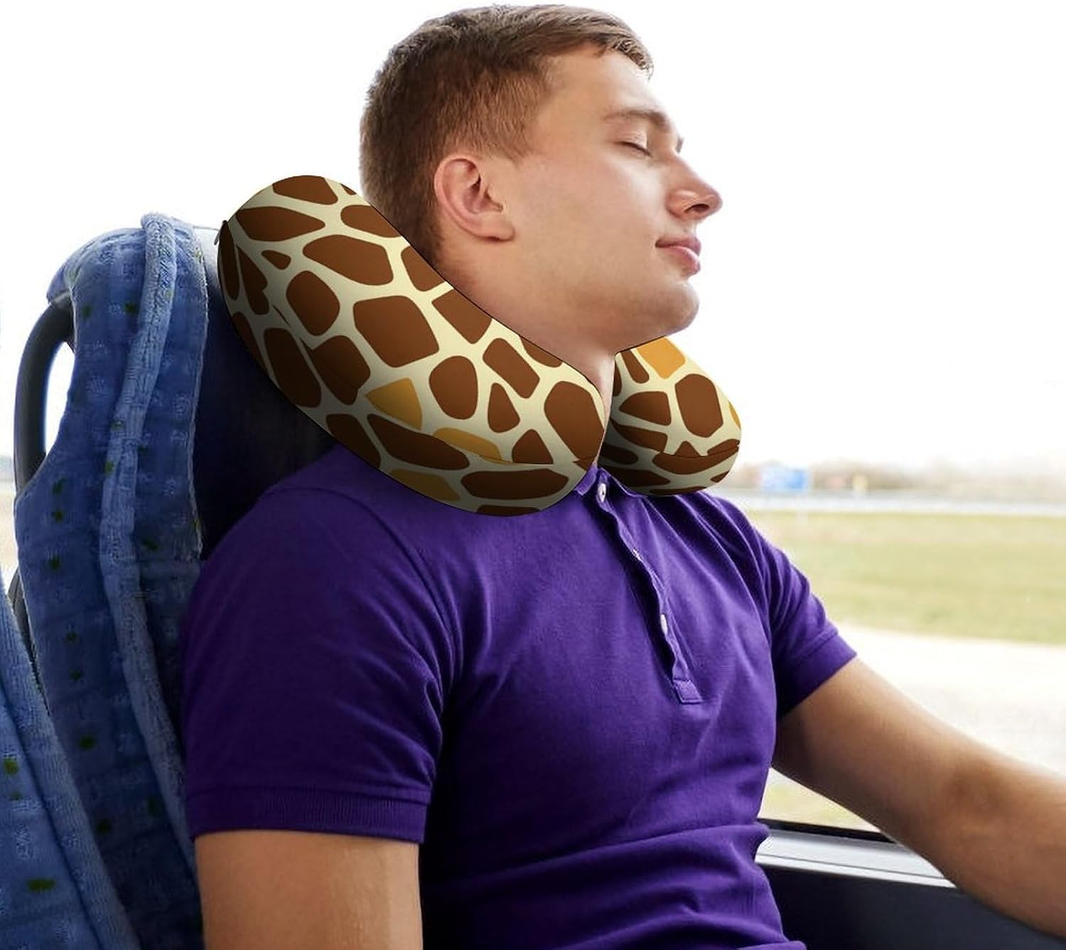 Animal Giraffe Skin Funny Travel Pillow U Shaped Memory Foam Neck Pillows Portable for Flight Car Home Office