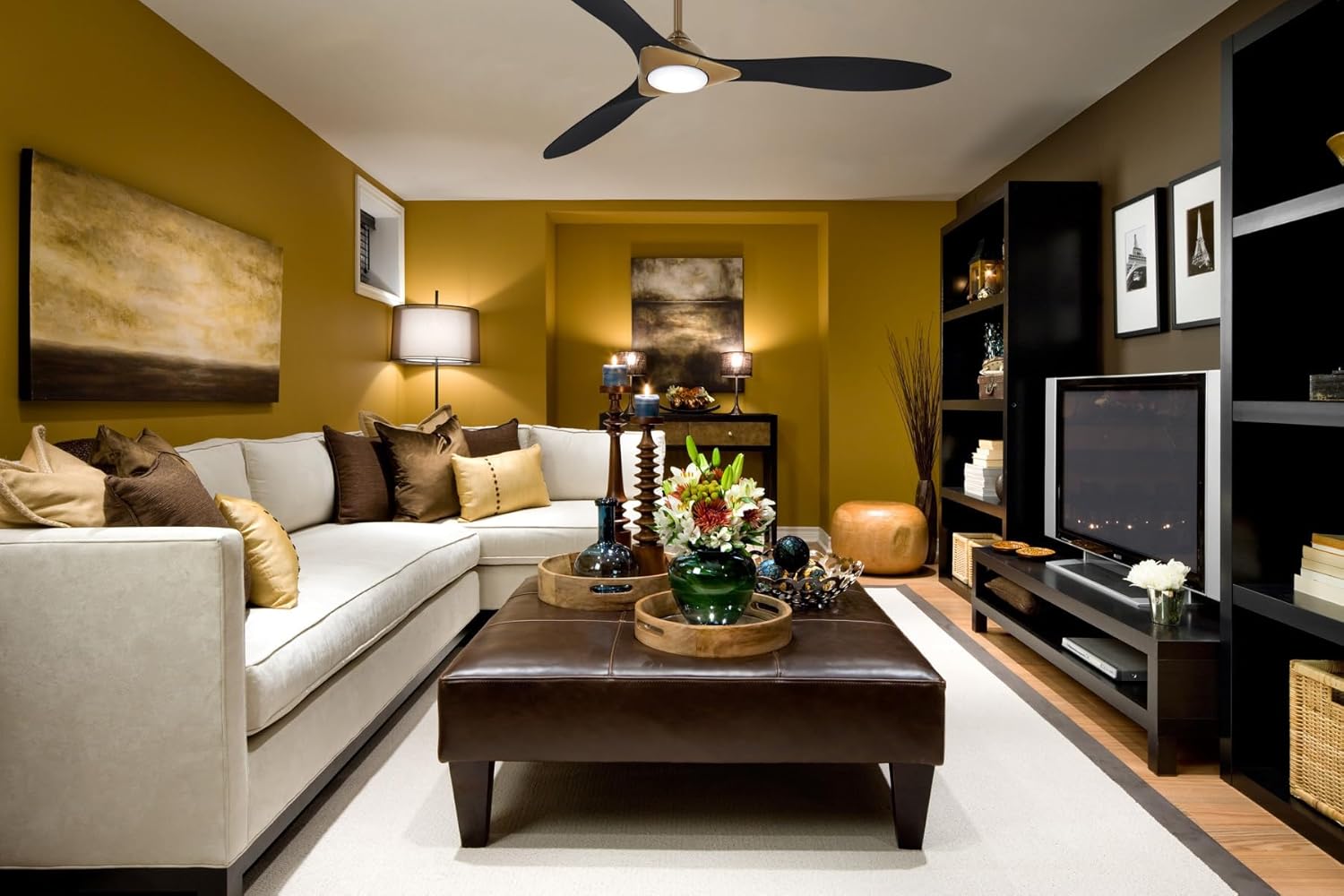 MINKA-AIRE Sleek Fan in Satin Brass/Coal