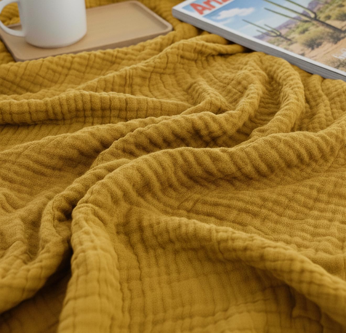 KyraHome Coperta in 100% mussola di cotone biologico, 152,4 x