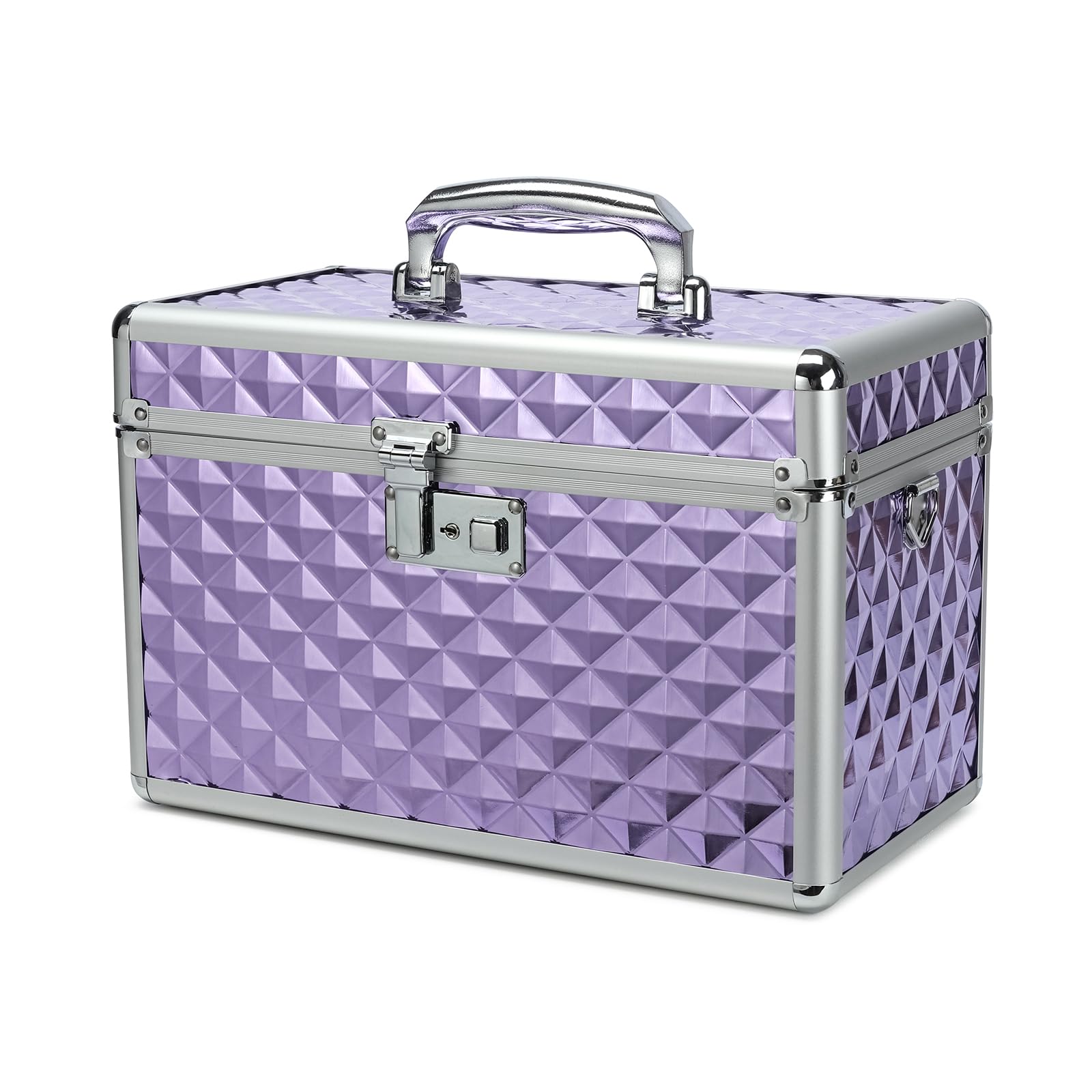 Hewei Works Purple Storage Box With Key Lock, Lockable Medicine Storage Box, Empty First Aid Box, Security Lock Box, Multipurpose Locking Box For Home And Outdoor Use (, Large)