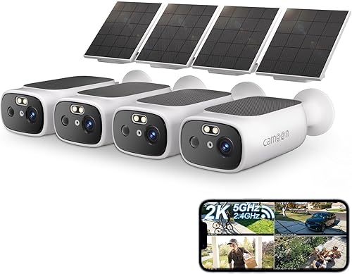 Cámaras de seguridad solar 2K inalámbricas para exteriores, cámaras WiFi de 2.45 GHz para seguridad del hogar, detección de movimiento AI, visión
