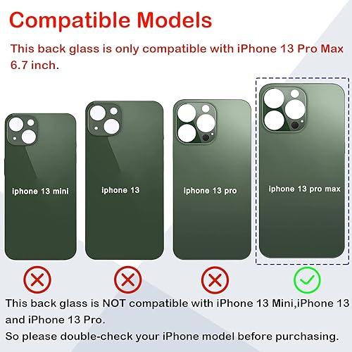 Miniatura 9 de Reemplazo de cristal trasero OEM para iPhone 13 Pro Max 6.7 pulgadas con kit de herramientas de reparación profesional (plata)