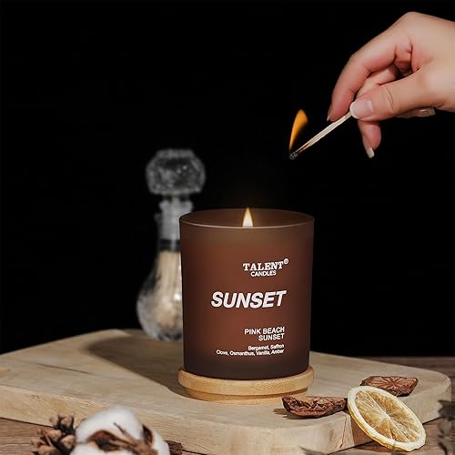 Miniatura 4 de Velas aromáticas para el hogar, cera de soja natural, vela perfumada para aliviar el estrés y relajación, puesta de sol de playa rosa, tarro