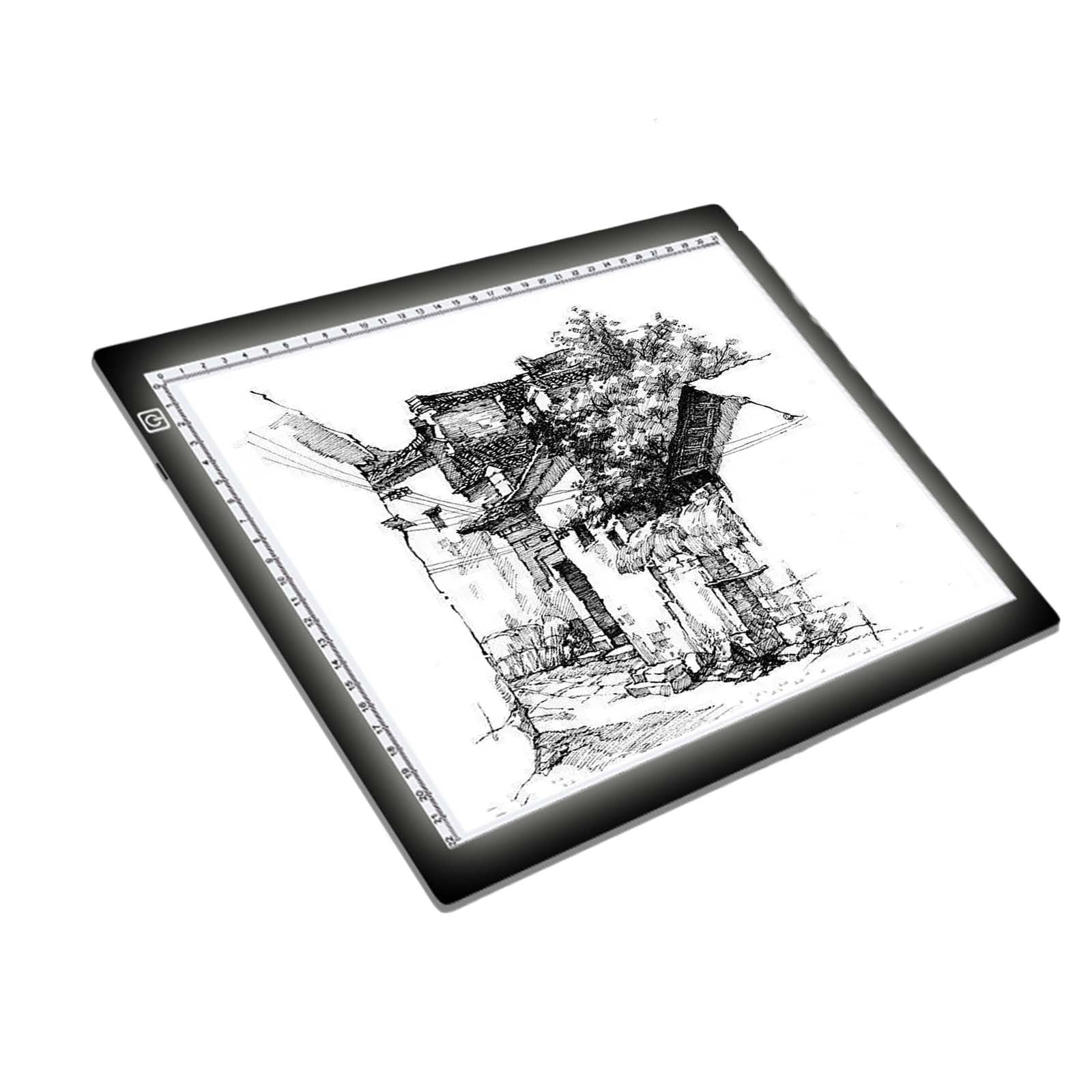 A2 Leuchttisch mit Stempelkissen, A4/A3 Led Licht Pad 3 Stufen stufenlose Dimmhelligkeit, Magnetisch Copy Board Leuchtkasten für Diamond Painting Skizzieren Animation