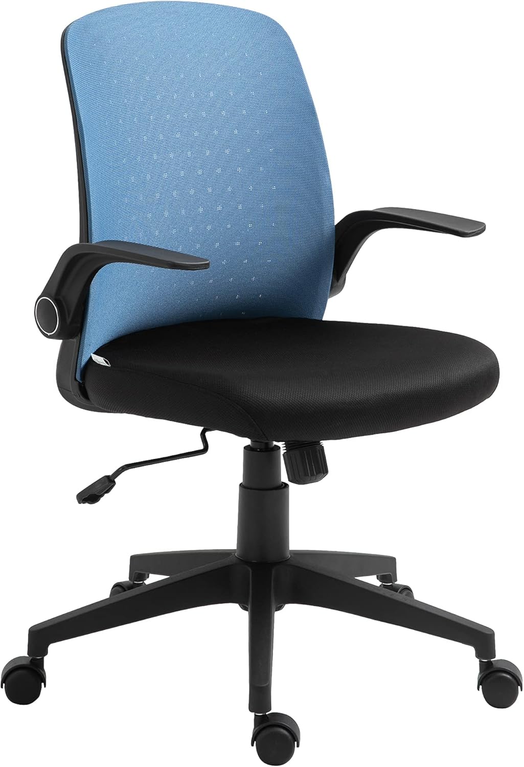 Vinsetto Silla de Oficina Ergonómica Silla Escritorio Giratoria Ajustable en Altura con Reposabrazos Abatible Soporte Lumbar y Respaldo Transpirable 57x61x93-102 cm Azul