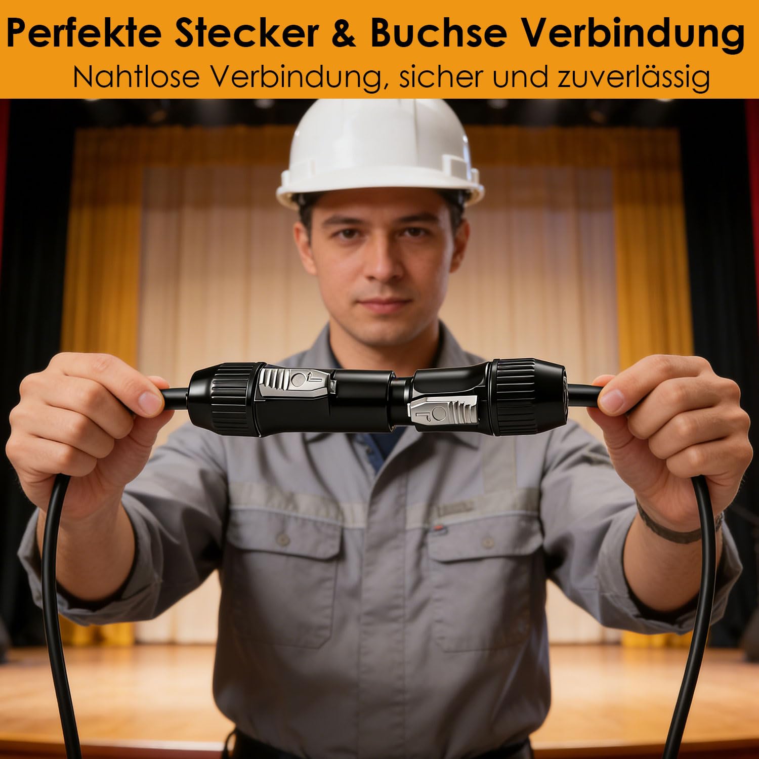 PowerCON Einbaubuchse IP65, Wasserdichter Locking PowerCON Anschluss 20A 250V, 3-Pin AC Panel Mount Steckverbinder für Bühnenbeleuchtung, LED Displays & PA-Systeme, 4 Stück