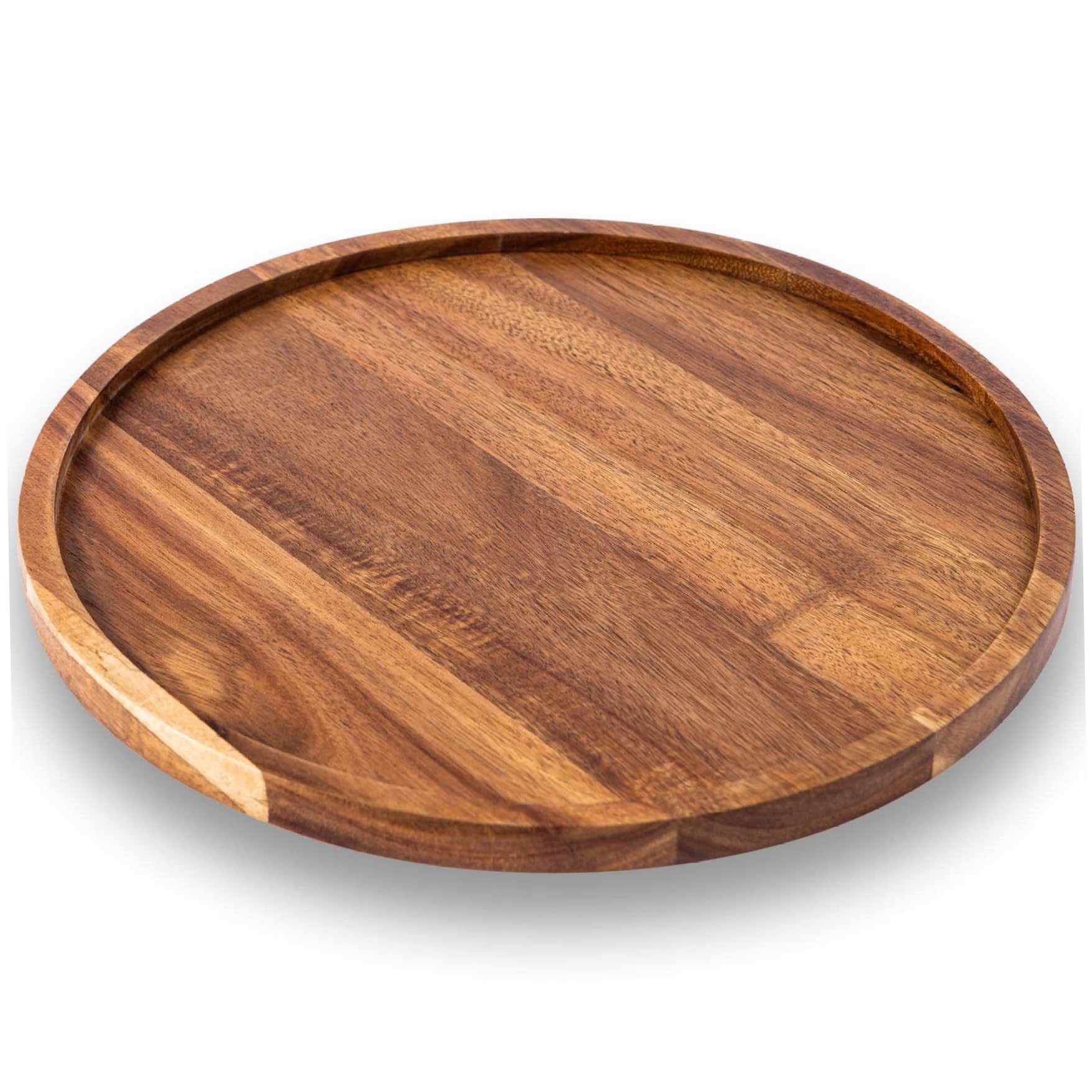 Round Wood Tray Serving Board, 14 Inch Round Wooden Tray, Rustic Charcuterie Boards, Easy to Clean Serving Platter for Cheese Snack Cookie Dessert Appetizer
