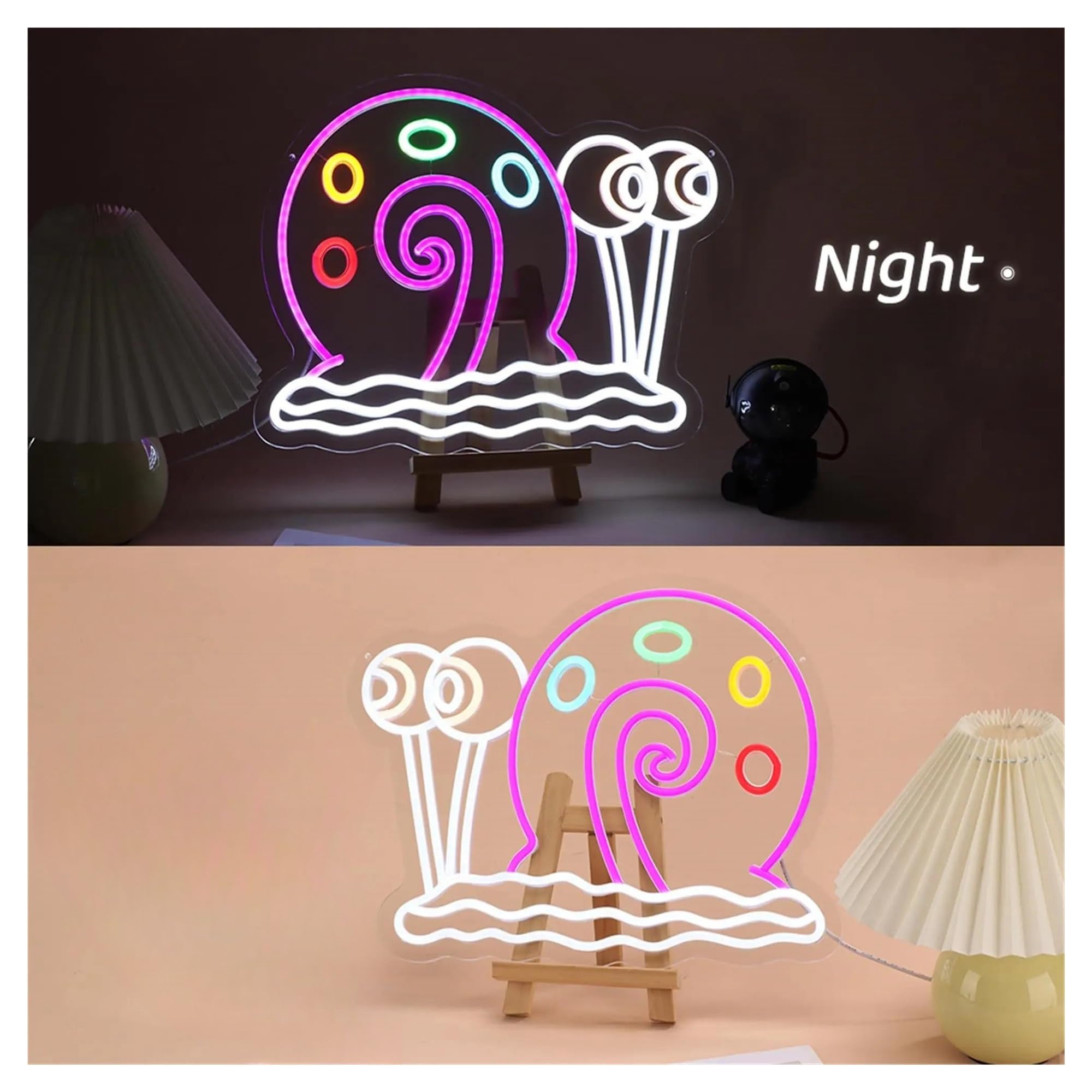 XENITE Luces Art Decoration Christmas Letrero De Neón De Caracol LED Regulable Para Hombre Cueva Dormitorio Adolescente Sala De Juegos Decoración Luz Nocturna De Dibujos Animados