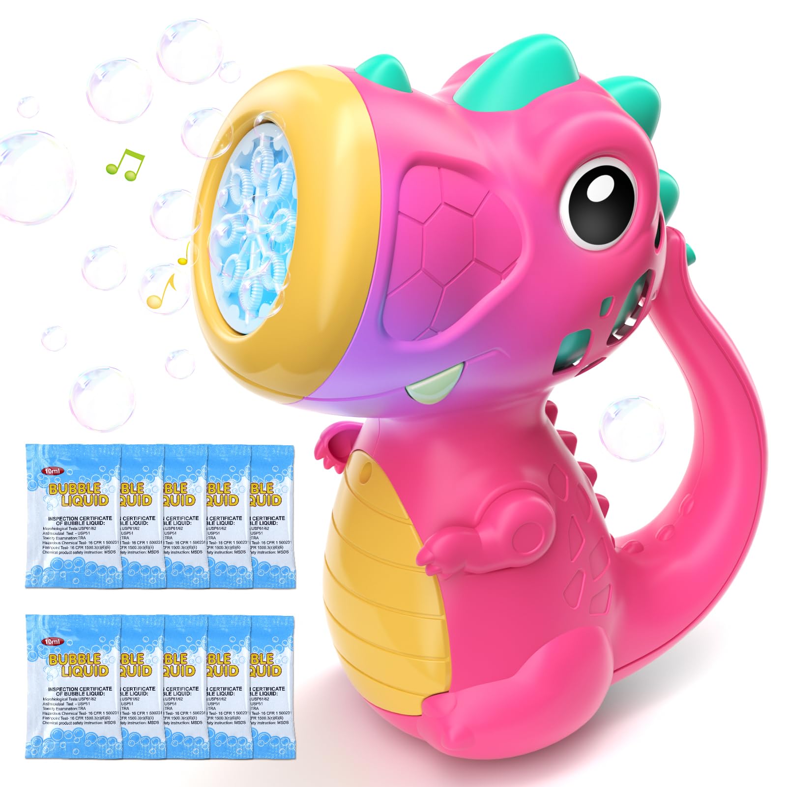 Bubble Machine Wand for Girls Boys Toy, Dinosaur Bubble Machine Maker Blower Toys with Light & Music, Toddler Outdoor Toys for 3 4 5 Year Old Boy Girl