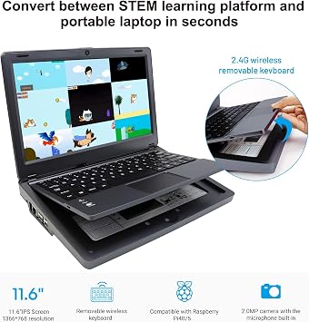ELECROW for Raspberry Pi 5 Kit, Crowpi2 - All in One Kit for Raspberry Pi Laptop with 11.6inch Display (Basic Kit)