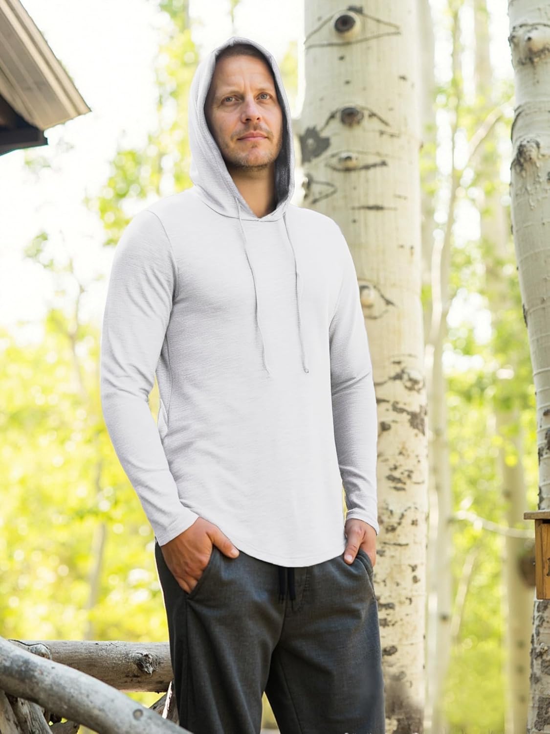BEILU Men's Fashion Athletic Hoodies Workout Sweatshirt Long Sleeve Lightweight Casual Pullover Drawstring Hoodie - Image 2