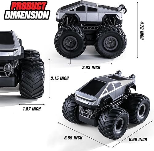 Miniatura 5 de Auto de control remoto, 4WD 25 KPH de alta velocidad todo terreno RC, camioneta de control remoto de 2.4 GHz con 2 baterías recargables, escala 124